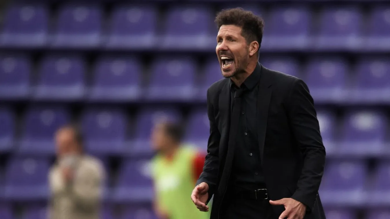 Real Valladolid CF v Atletico de Madrid - La Liga Santander soccer Atletico de Madrid Real Valladolid CF La Liga Santander Diego Simeone Waist up One person Diego Simeone head coach La Liga Santander match Estadio Municipal Jose Zorrilla social distancing