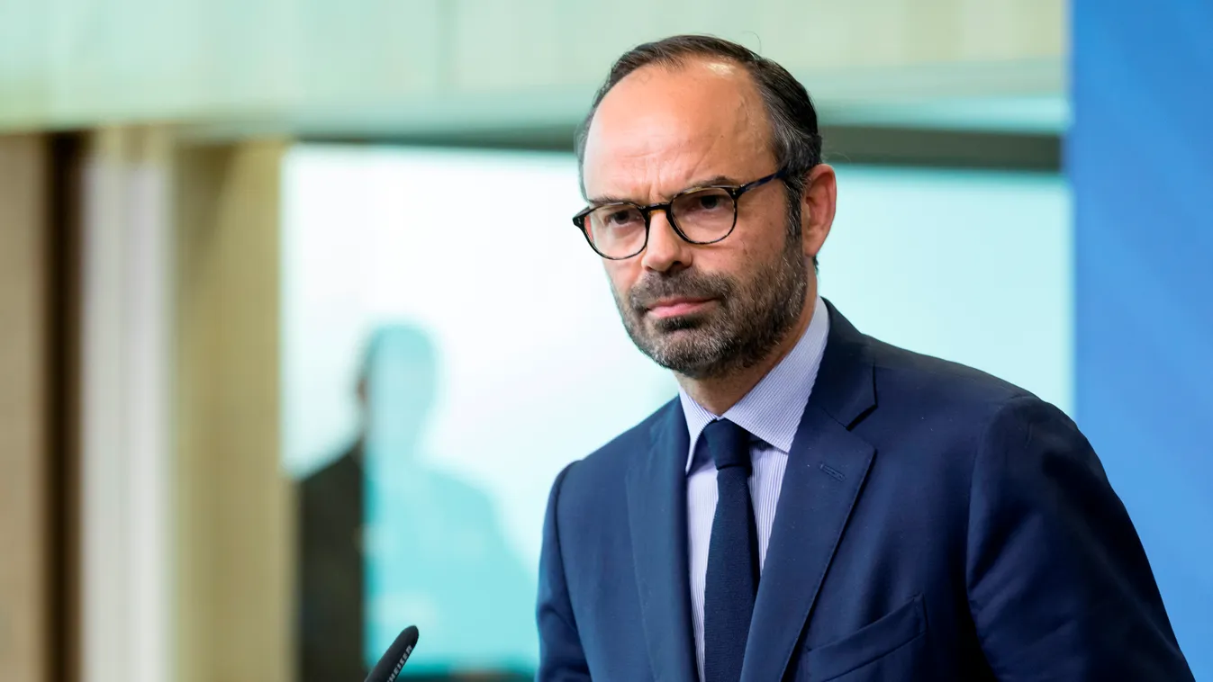 Édouard Philippe October 16, 2017 - Brussels, Belgium: French Prime Minister Edouard Philippe and the EU commission President (unseen) give a press briefing at the end of a bilateral meeting in the Berlaymont, the European Union Commission headquarter. - 