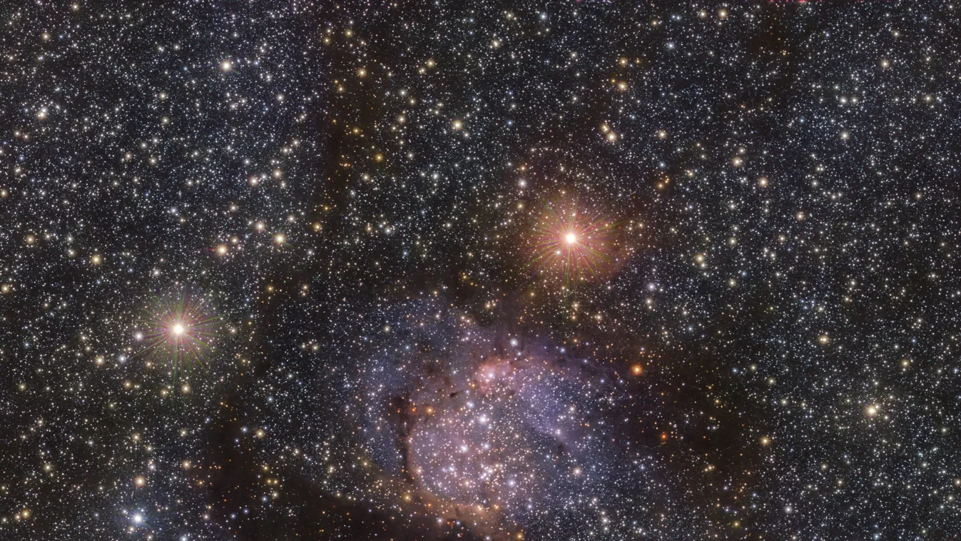 Sh2-54 This image of the spectacular Sh2-54 nebula was taken in infrared light using ESO’s VISTA telescope at Paranal Observatory in Chile. The clouds of dust and gas that are normally obvious in visible light are less evident here, and in this light we c
