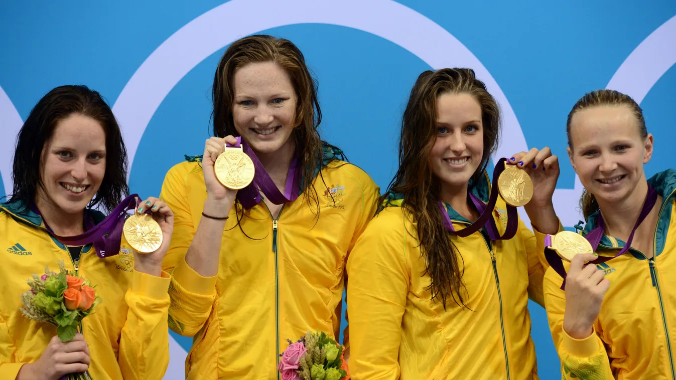 Ausztrál 4x100-as női gyorsváltó, London 2012, úszás, Alicia Coutts, Cate Campbell, Brittany Elmslie, Melanie Schlanger 