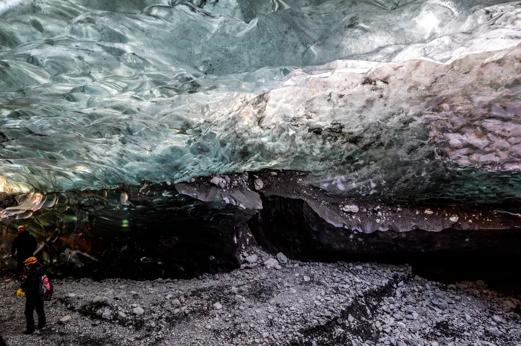 Izland, jégbarlang, barlang, napfelkelte, 