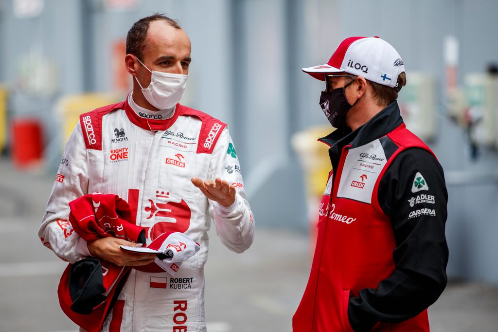 Forma-1, Robert Kubica, Kimi Räikkönen, Alfa Romeo Racing, Barcelona filmforgatás 
