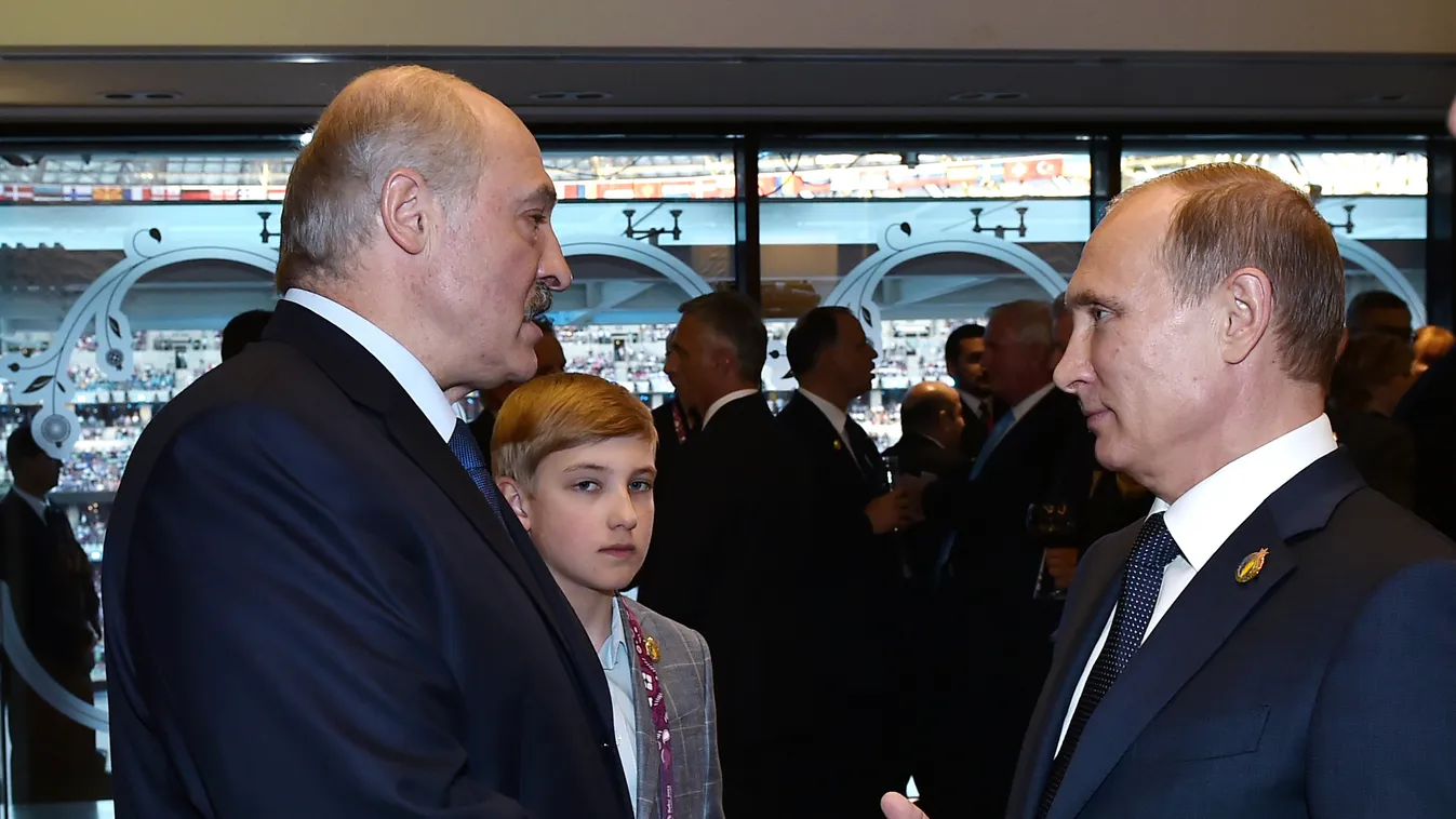 President Vladimir Putin visits Azerbaijan HORIZONTAL SQUARE FORMAT 2641158 06/12/2015 Presidents Vladimir Putin (second right) of Russia, Alexander Lukashenko (left) of belarus with his son Nikolai and Emomali Rakhmon (right) of Tadjikistan to attend the