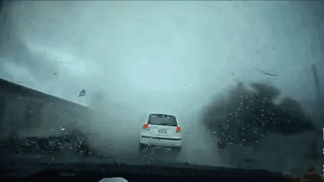 Taiwan tornado hurls car into the air 