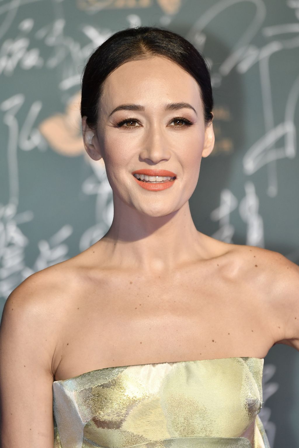 Maggie Q flashes strapless maxi dress to grace red carpet for opening ceremony of first Hainan International Film Festival China Chinese Hainan Sanya first international festival opening ceremony star cele celerity 