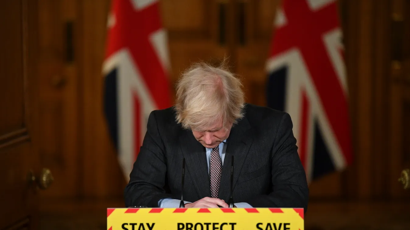 JAVID, Sajid; SUNAK, Rishi; JOHNSON, Boris London, 2022. július 7.
Boris Johnson brit miniszterelnök online sajtótájékoztatót tart a londoni kormányfői rezidencián 2021. január 26-án. Brit sajtóértesülések szerint Johnson 2022. július 7-én bejelenti lemon