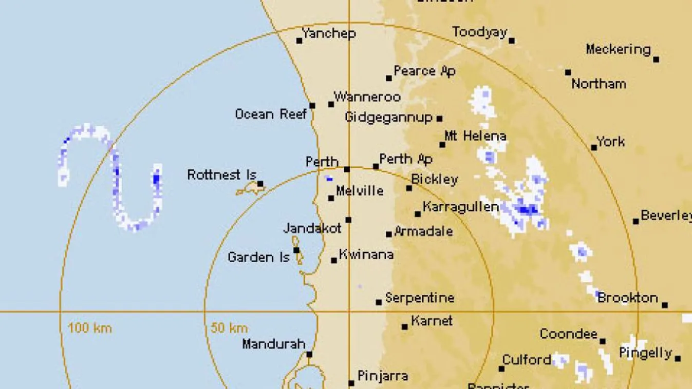 S alakzat, radarkép, Nyugat-Ausztrália 