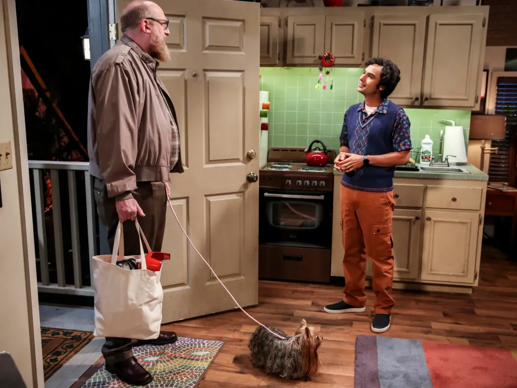"The Stockholm Syndrome" - Pictured: Bert (Brian Posehn) and Rajesh Koothrappali (Kunal Nayyar). Bernadette and Wolowitz leave their kids for the first time, Penny and Leonard try to keep a secret, Sheldon and Amy stick together, and Koothrappali makes a 
