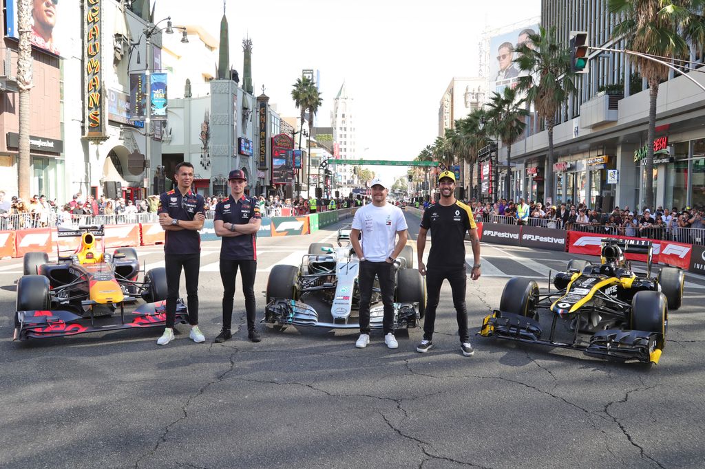 Forma-1, Max Verstappen, Alexander Albon, Red Bull Racing, Valtteri Bottas, Daniel Ricciardo, Renault Sport Racing, F1 Festival Hollywood 