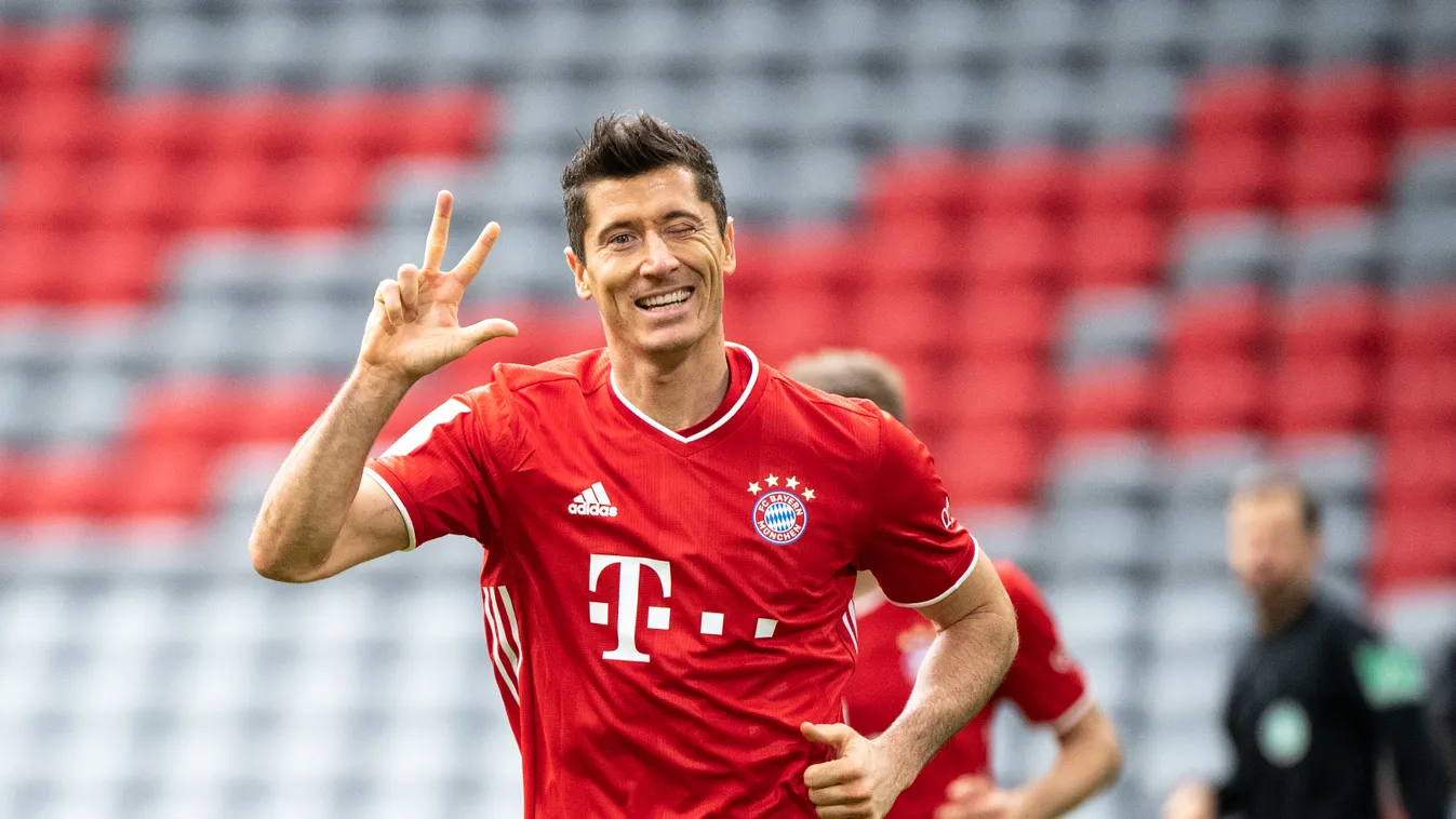 Bavaria Munich - Eintracht Frankfurt Sports soccer Bundesliga Single Happy Robert Lewandowski (FC Bayern München) 