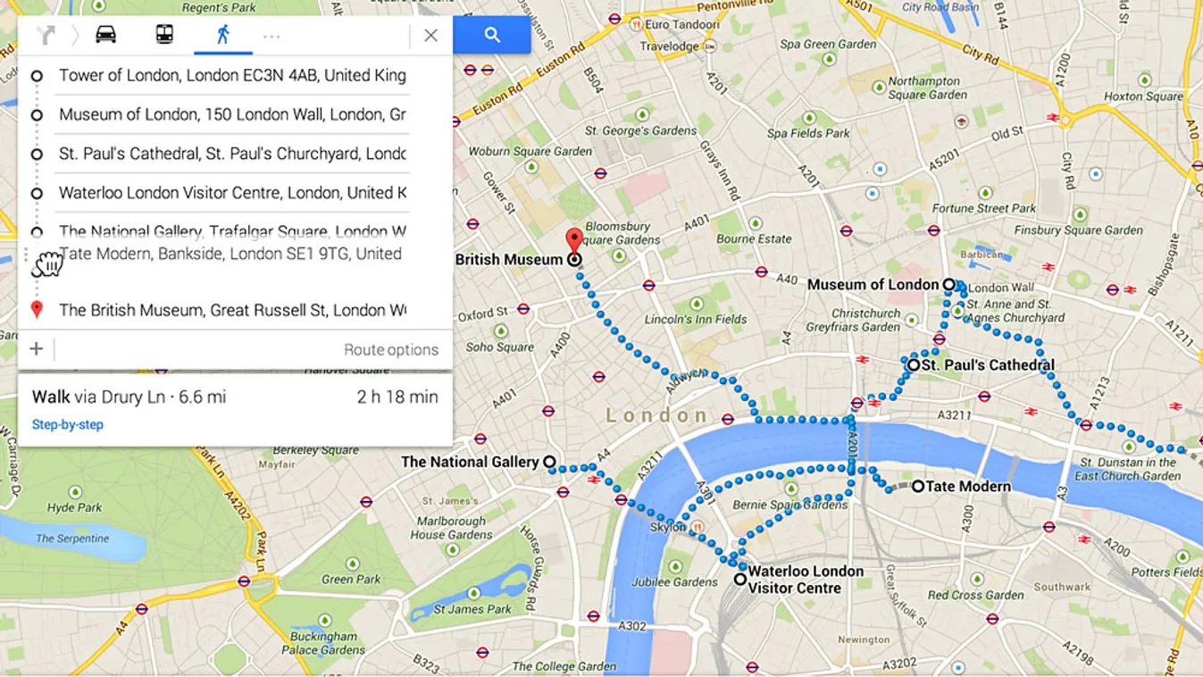 Városnézés a Google Maps-el, több célpont is megadható a térkép alkalmazásnak