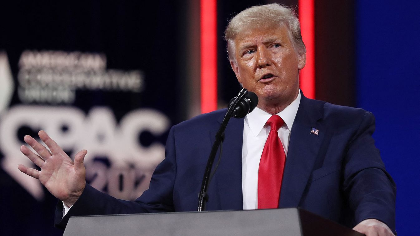 GettyImageRank2 Color Image Horizontal POLITICS ORLANDO, FLORIDA - FEBRUARY 28: Former U.S. President Donald Trump addresses the Conservative Political Action Conference (CPAC) held in the Hyatt Regency on February 28, 2021 in Orlando, Florida. Begun in 1