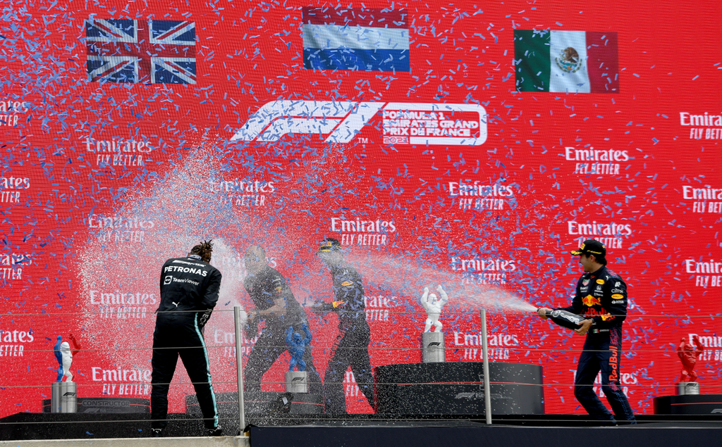 Forma-1, Max Verstappen, Lewis Hamilton, Sergio Pérez, Gianpiero Lambiase, Francia Nagydíj 2021, futam 