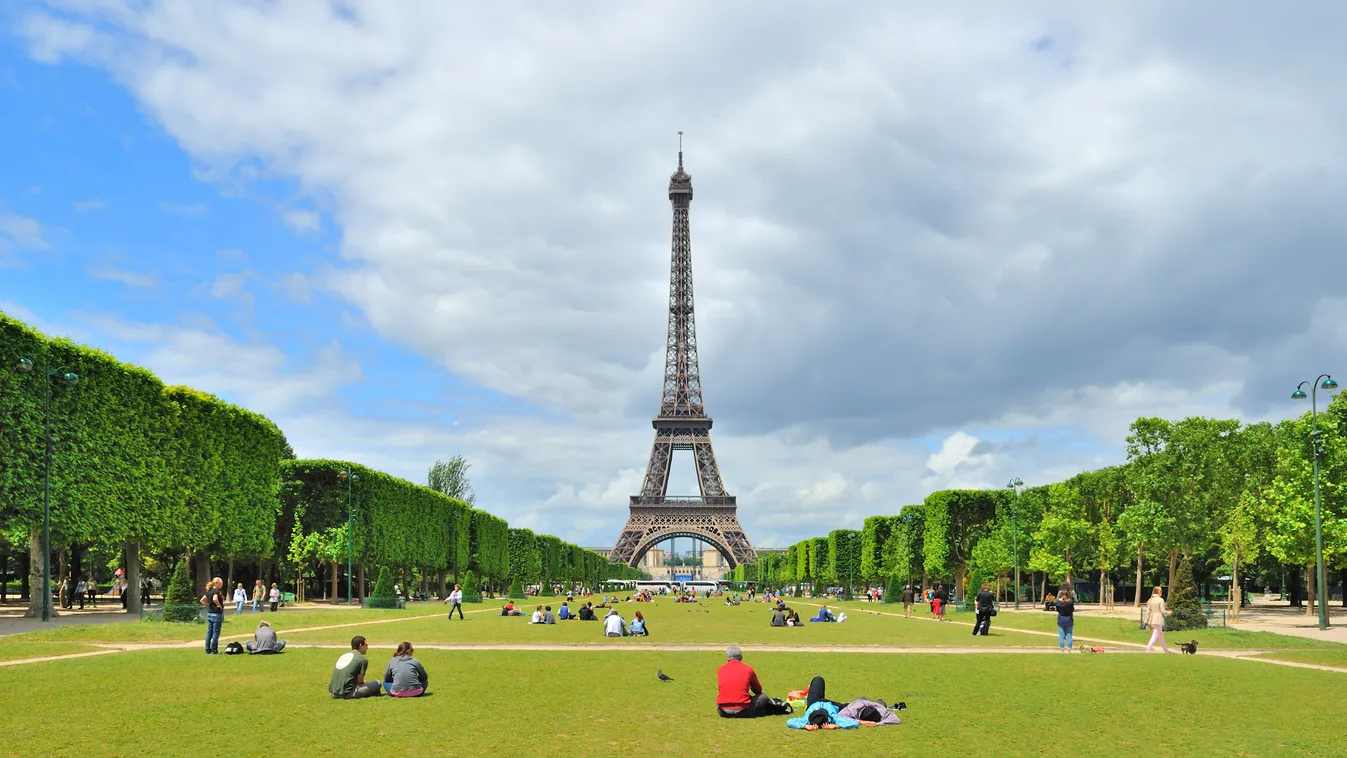 Eiffel torony, franciaország, párizs,  Mars-mező, Champ-de-Mars, illusztráció 