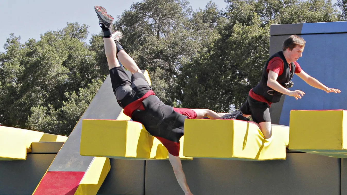 CONTESTANTS Contestants have their ups and downs in a boss-employee edition of ABC's Wipeout, airing July 10 at 9 p.m.
WIPEOUT - "Boss and Employee 2012" - "Wipeout" - The Boss and Employee special returns for more team building exercises when partners ma