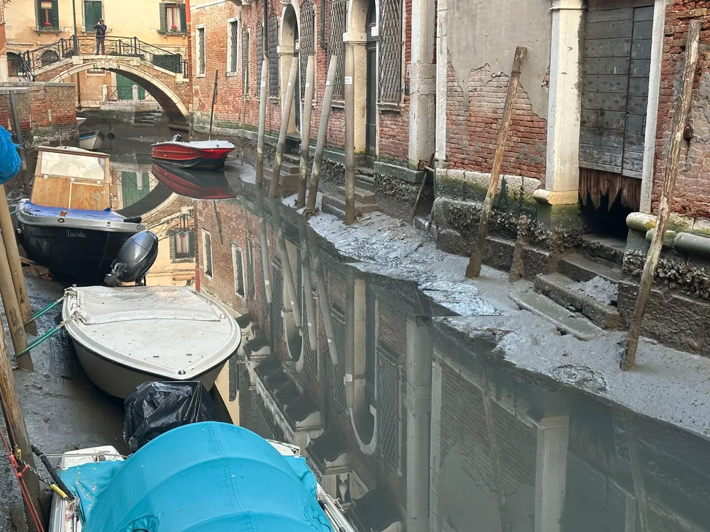 Apály Velencében, alacsony vízszint, rekord, galéria, 2023 