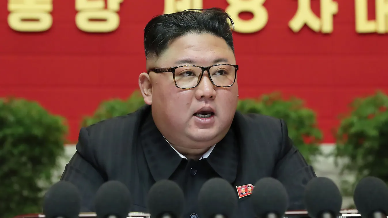 Square This picture taken on January 8, 2021 and released from North Korea's official Korean Central News Agency (KCNA) on January 9, 2021 shows North Korean leader Kim Jong Un speaking during the fourth day of 8th Congress of the Workers' Party of Korea 
