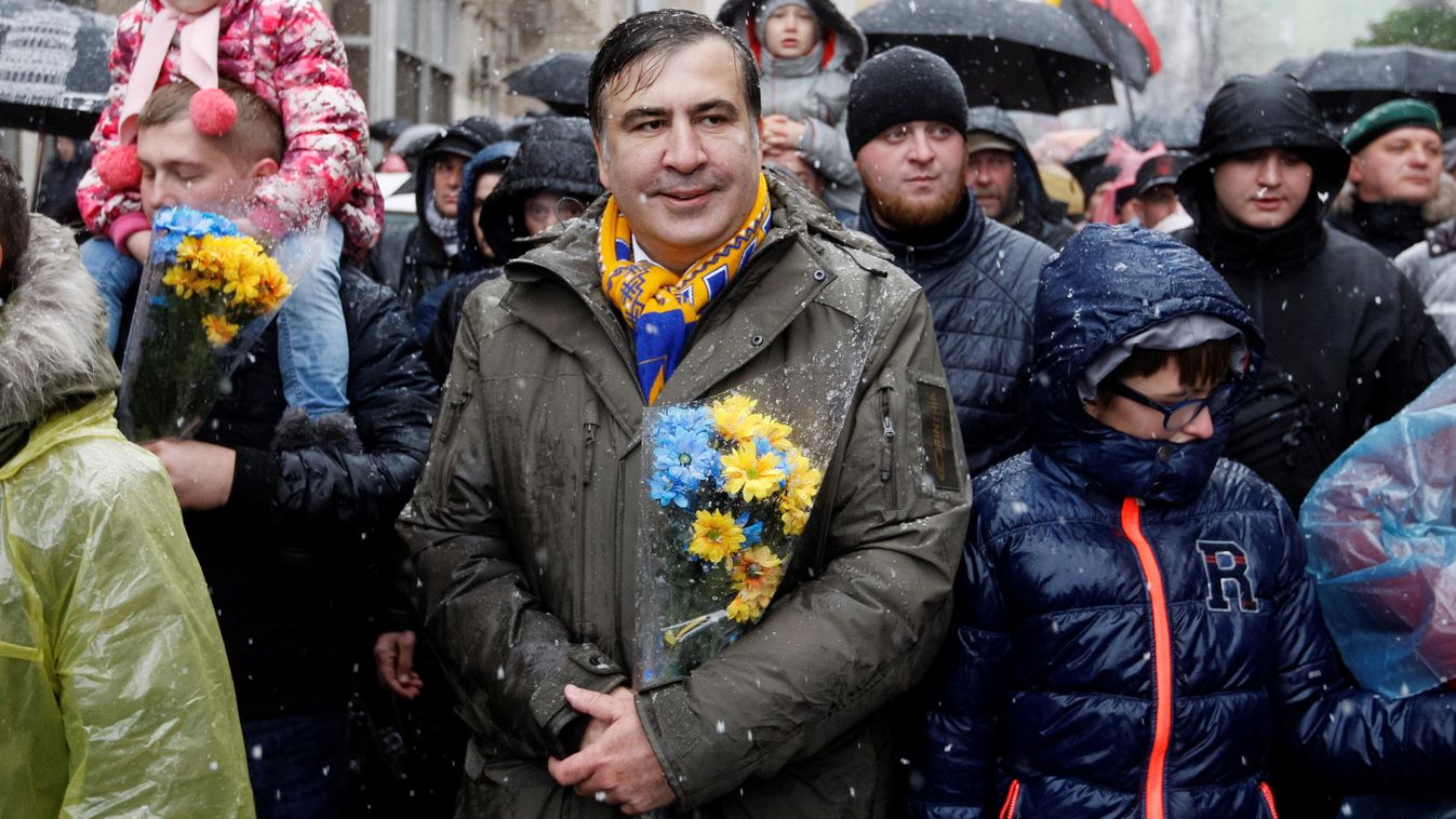 News General NEws Human Interest November 12 2017 12th November 2017 Tent Camp PARLIAMENT Georgian President Mikheil Saakashvili (C), former Georgian President and Odessa governor, takes part with his supporters in &quot;March of outraged&quot; in Kiev, U