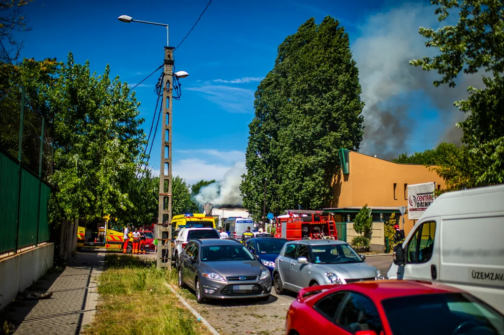 Tűz van a XIII kerületben, Tatai utca, tűz, Budapest, hőség, tűzoltó, JAVÍTOTT 