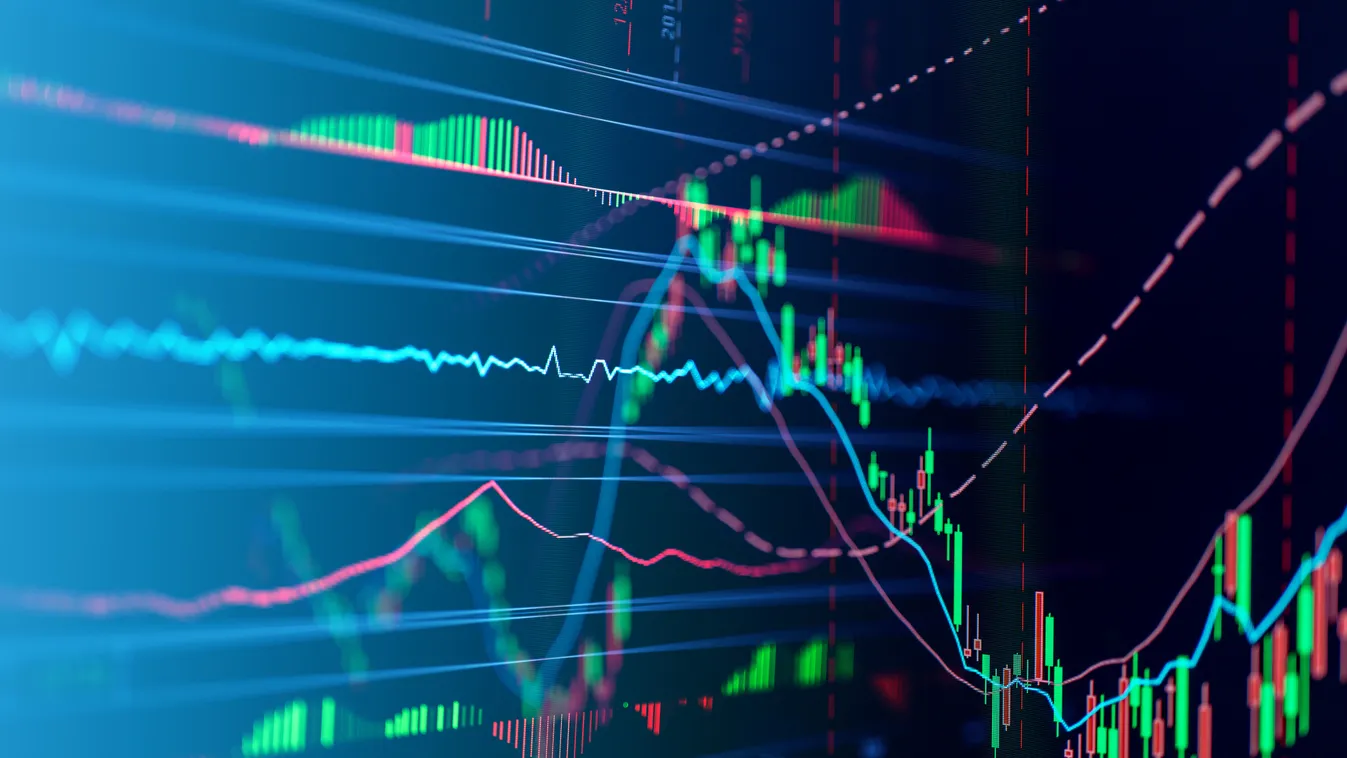 Close-Up Of Stock Market Data On Digital Display horizontal image information financial business stock market graph chart candle stick screen monitor 