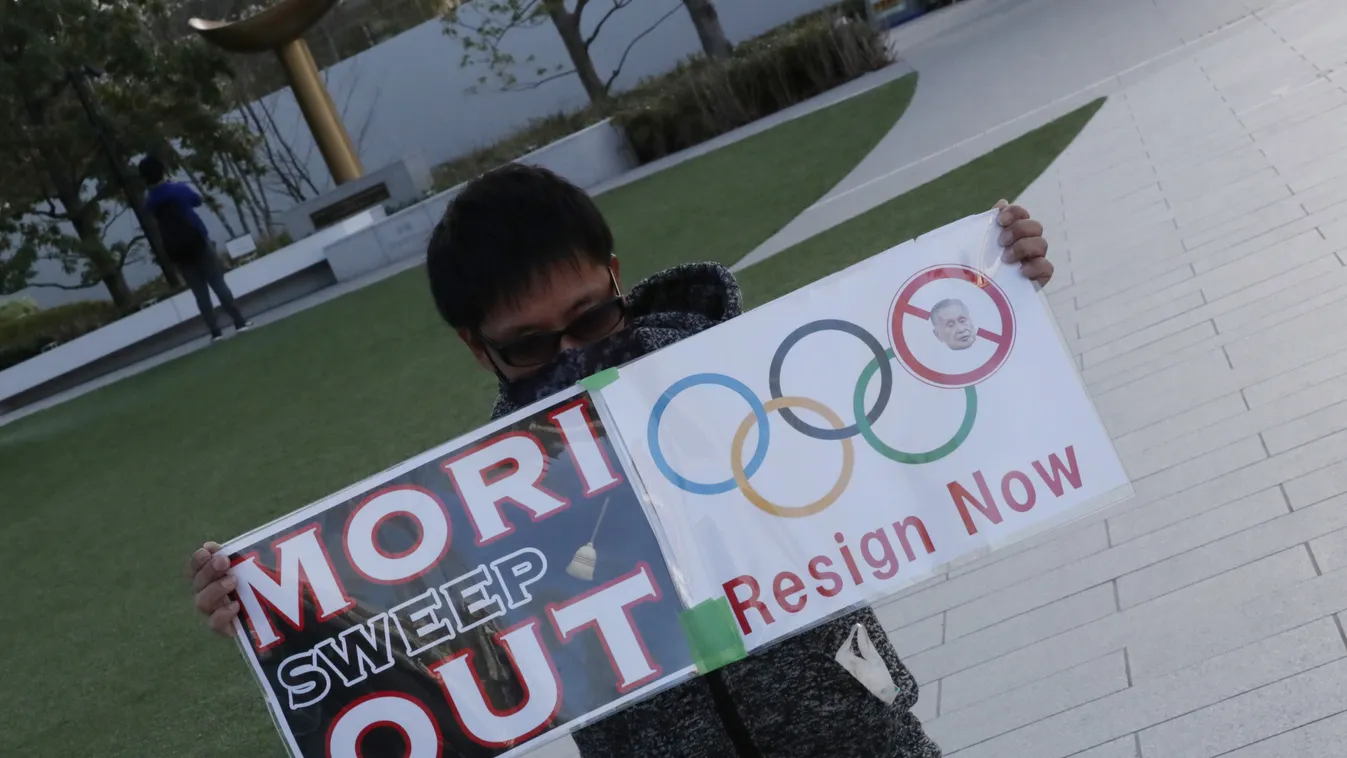 People protest Tokyo Olympic Chief Mori in Japan Tokyo Olympics Summer Olympics Tokyo 2020 2020 Summer Olympics Games of the XXXII Olympiad OLYMPIC GAMES Olympics The Tokyo Organising Committee of the Olympic and Paralympic Ga MIRAITOWA SOMEITY S SPO spor