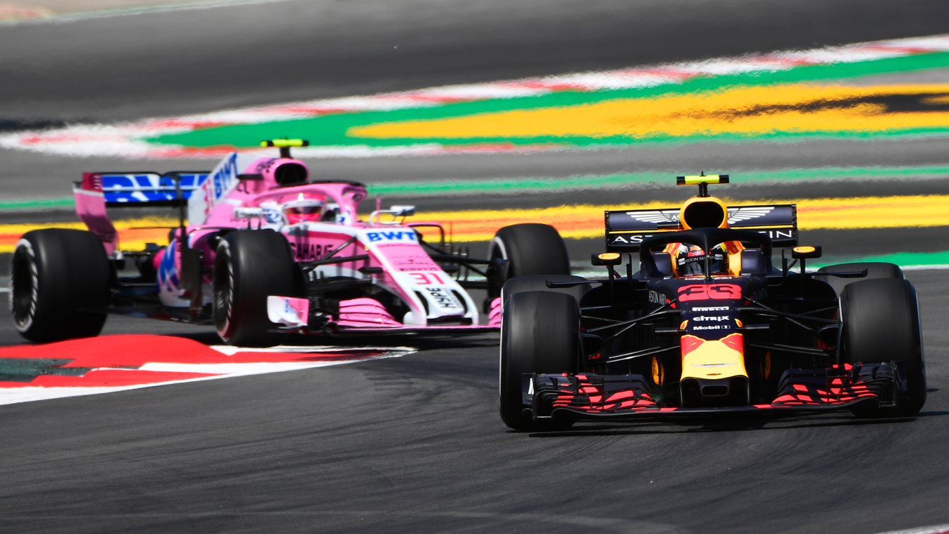 A Forma-1-es Spanyol Nagydíj pénteki napja, Max Verstappen, Red Bull Racing, Esteban Ocon, Force India 