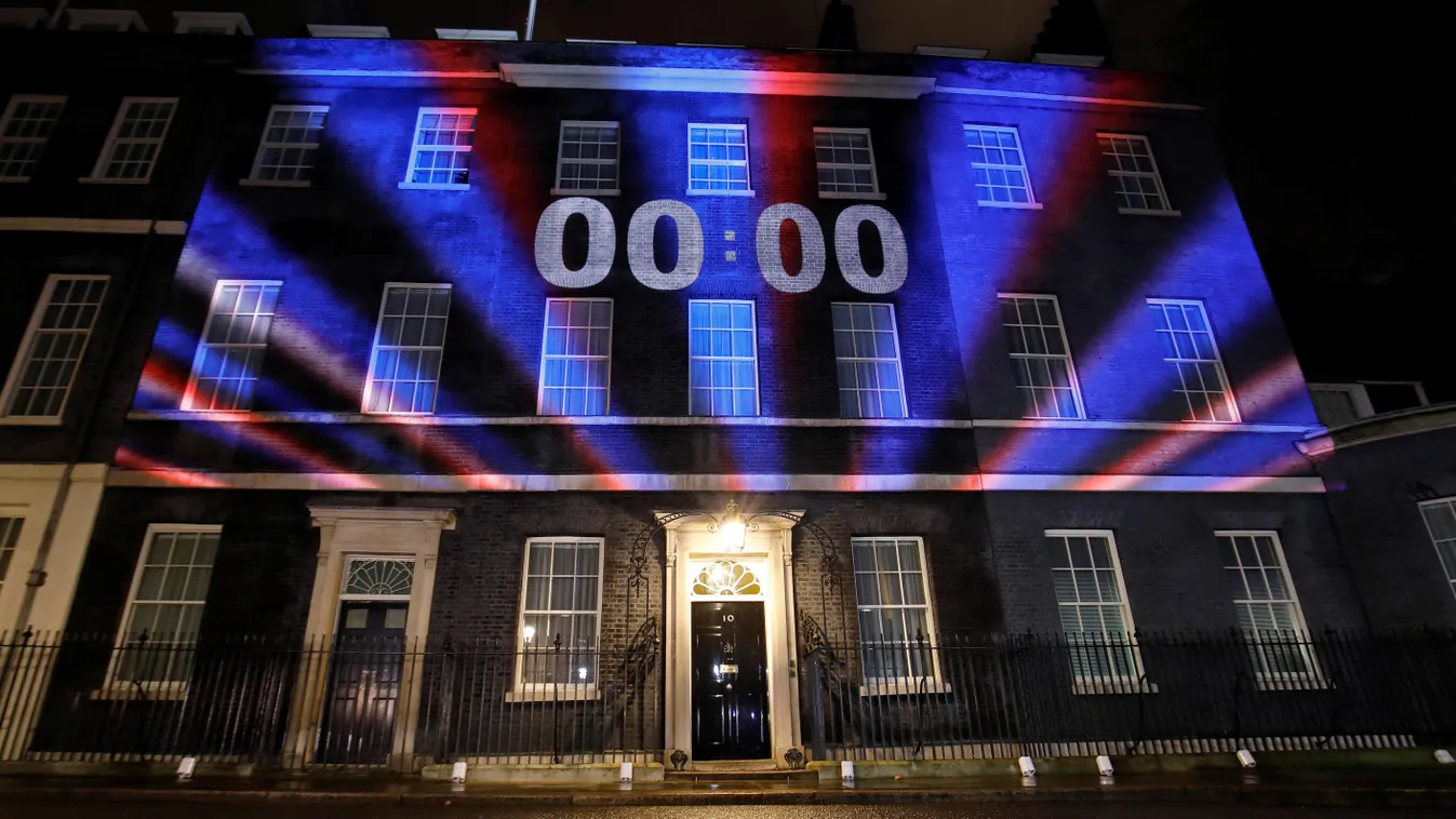 politics Horizontal A digital Brexit countdown clock shows 00:00 as the time reaches 11 o'clock, as it is projected onto the front of 10 Downing Street, the official residence of Britain's Prime Minister, in central London on January 31, 2020, as Britain 