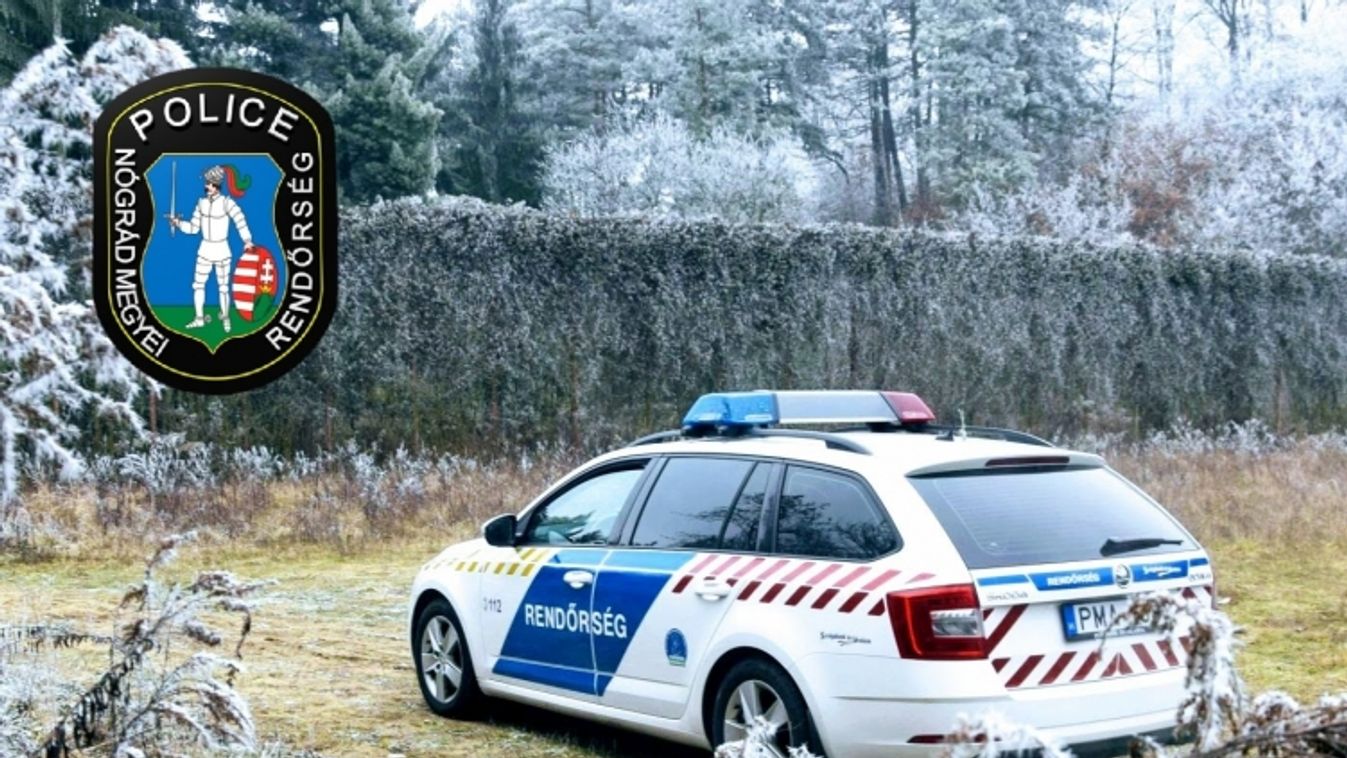 rendőrautó, Nógrád megyei rendőrség, tél 
