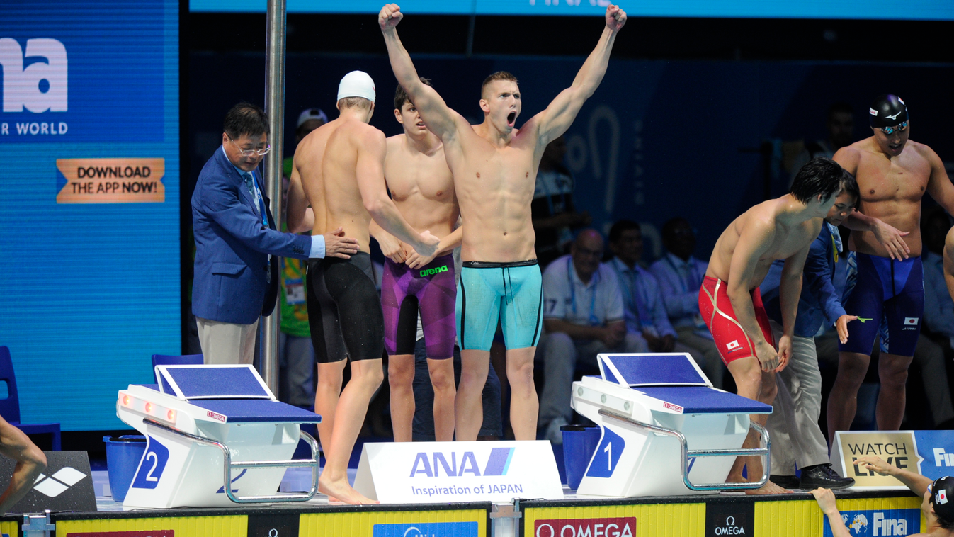Úszás Vizes vb, FINA2017, férfi 4x100 gyorsváltó, Kozma Dominik, Németh Nándor, Holoda Péter, Bohus Richárd 