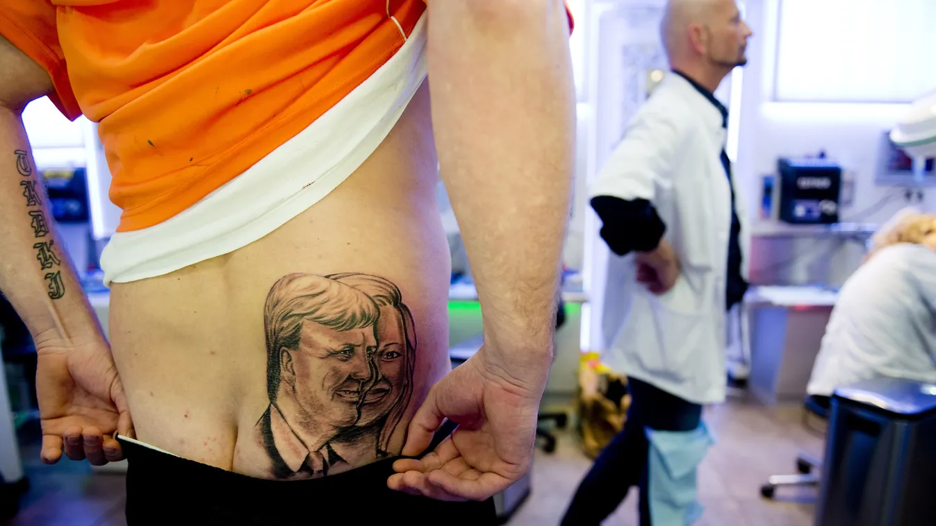 a hét képei, egy férfi Vilmos Sándor holland trónörököst és feleségét, Maxima hercegnőt ábrázoló tetoválást készíttet Rotterdamban