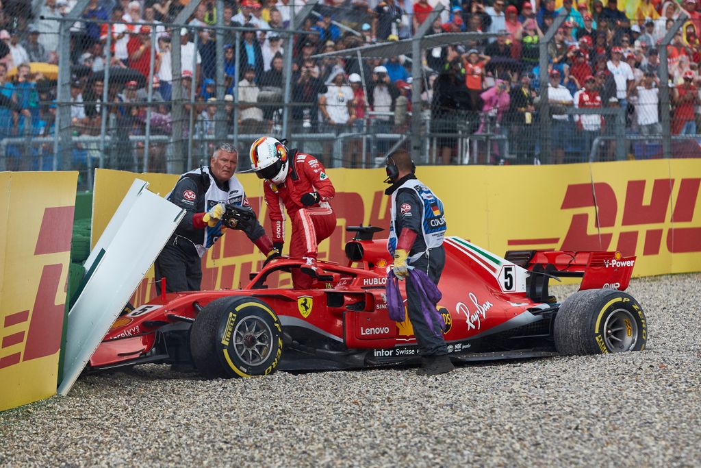 Forma-1, Német Nagydíj, 2018, Sebastian Vettel, kicsúszás, Scuderia Ferrari 