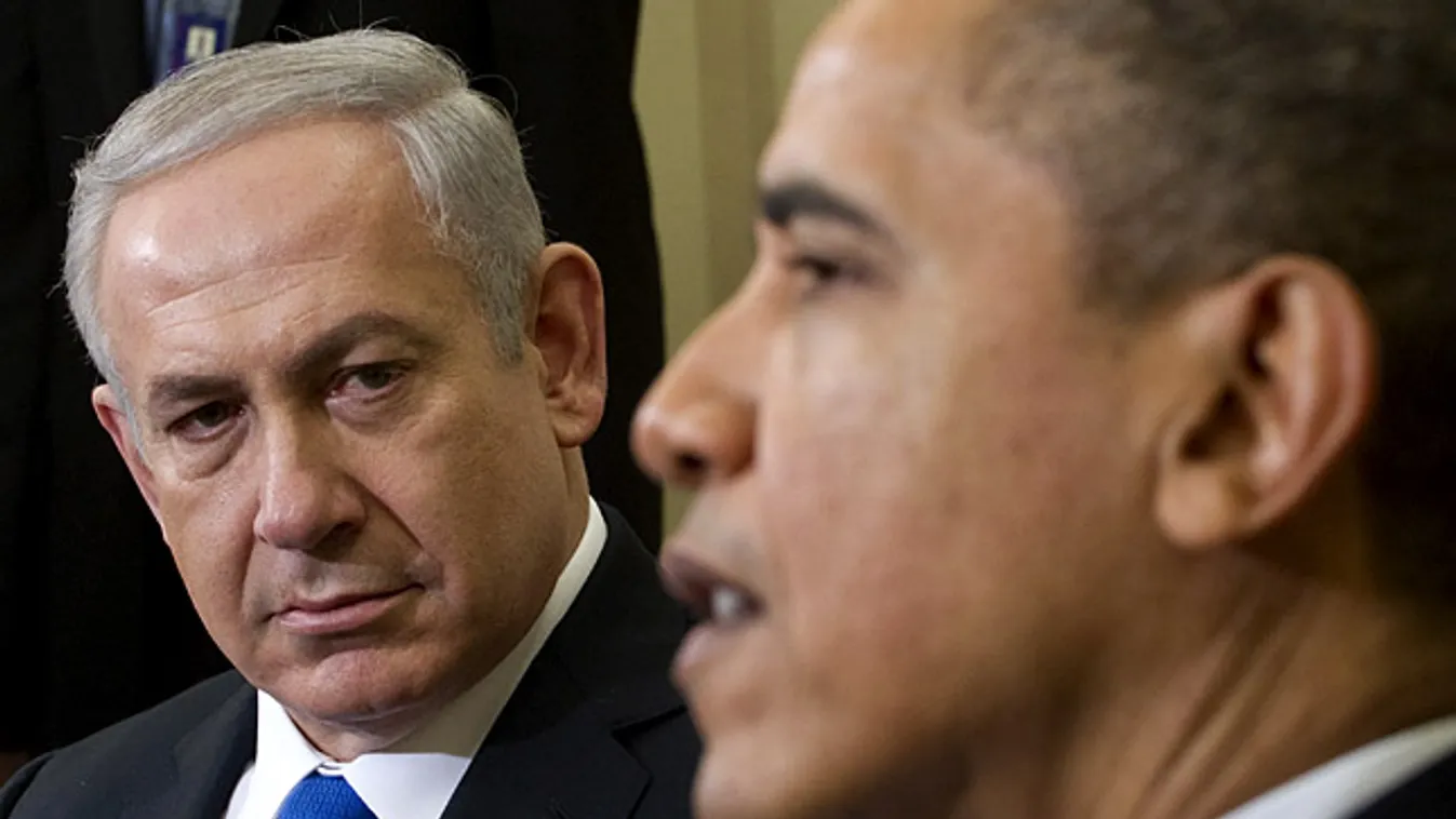 Barack OBAMA amerikai elnök (j) és Benjámin NETANJAHU izraeli miniszterelnök tárgyal a washingtoni Fehér Házban az iráni nukleáris programról és annak a közel-keleti térség biztonságára való kihatásáról