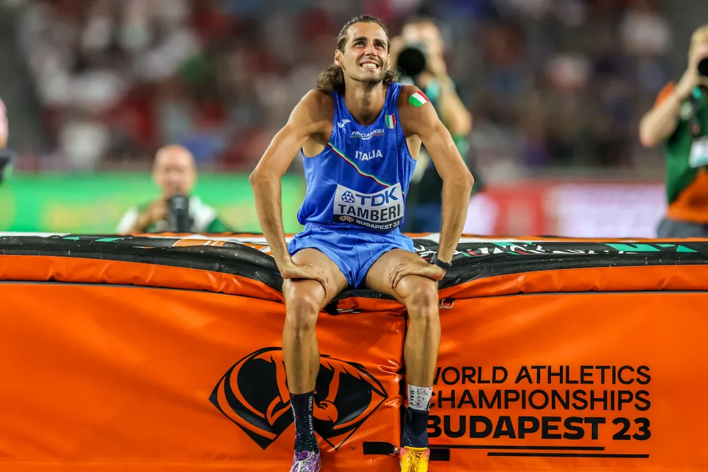 Atlétikai vb, Atlétikai Világbajnokság, World Athletics, Szabadtéri atlétikai világbajnokság, Budapest, 2023. 08. 22., férfi, magasugrás, döntő, Gianmarco Tamberi 