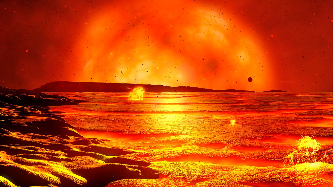 A vörös óriássá váló Nap a pusztuló Földről nézve 