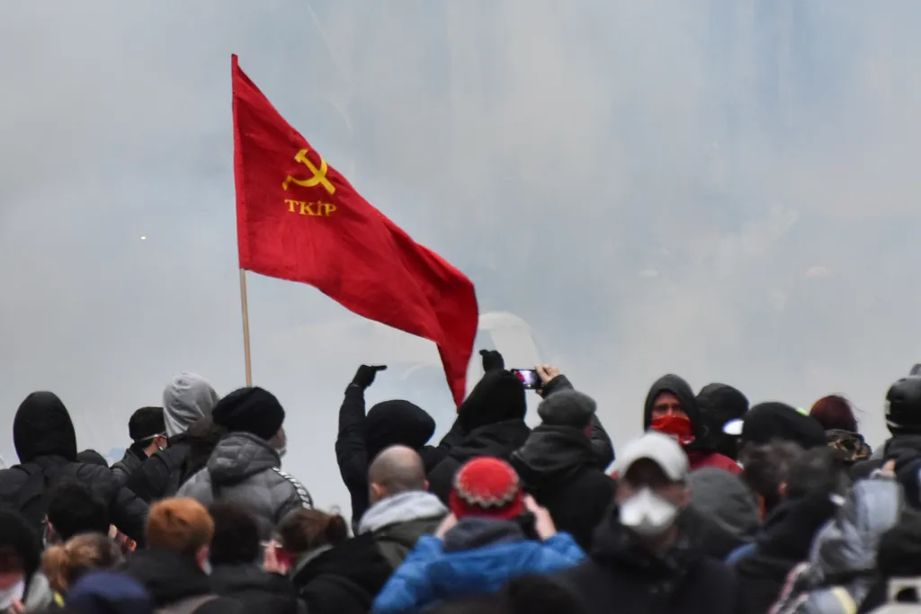 France Protests pink rally demonstrator protester protest burn fire smoke flame 