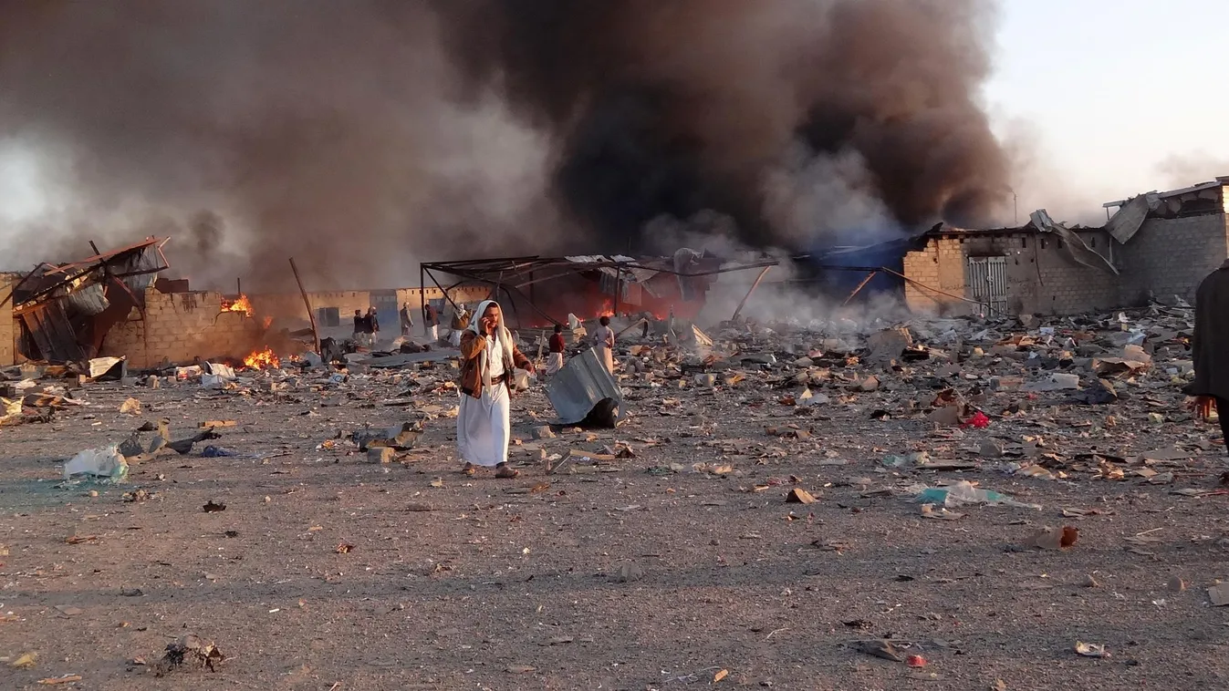 Észak-Jemen, Szaada, szaúdi vezetésű koalíció bombázott 