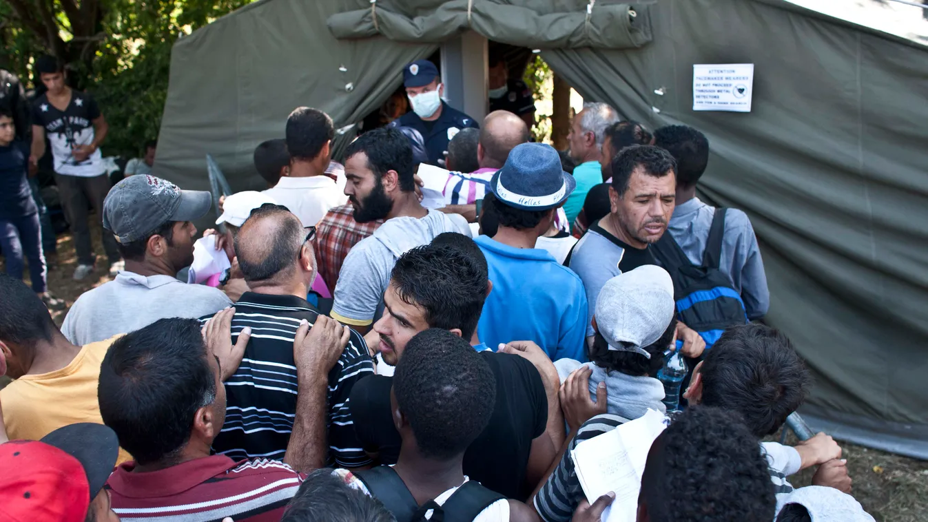 Szerbia , Presevo, menekültek tömege várja hogy a szerb hatóságok regisztrálják őket.
Fotó:Dudás Szabolcs
2015.07.08. 
