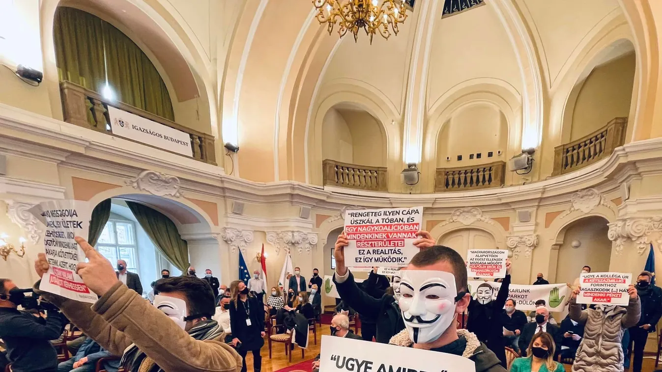 Anonymus, Fővárosi Közgyűlés, tiltakozás, Karácsony 