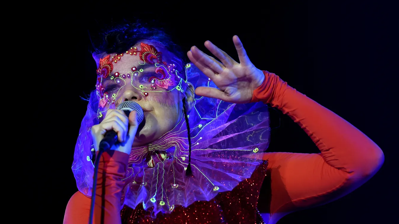 Björk concert in Berlin MUSIC SINGER songwriter COMPOSER experimental music MICROPHONE SQUARE FORMAT 
