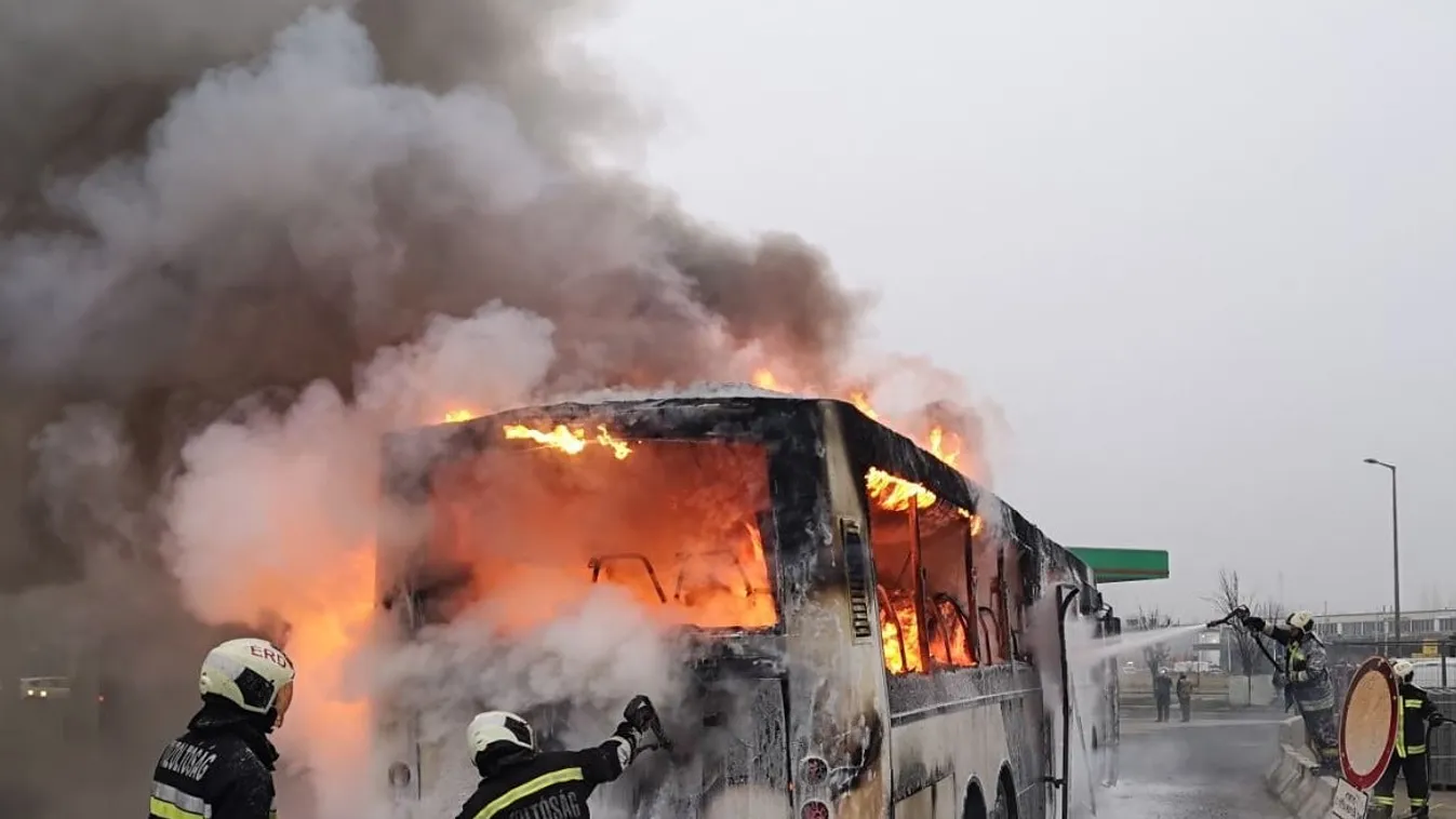 tűz autóbusz Budaörs 