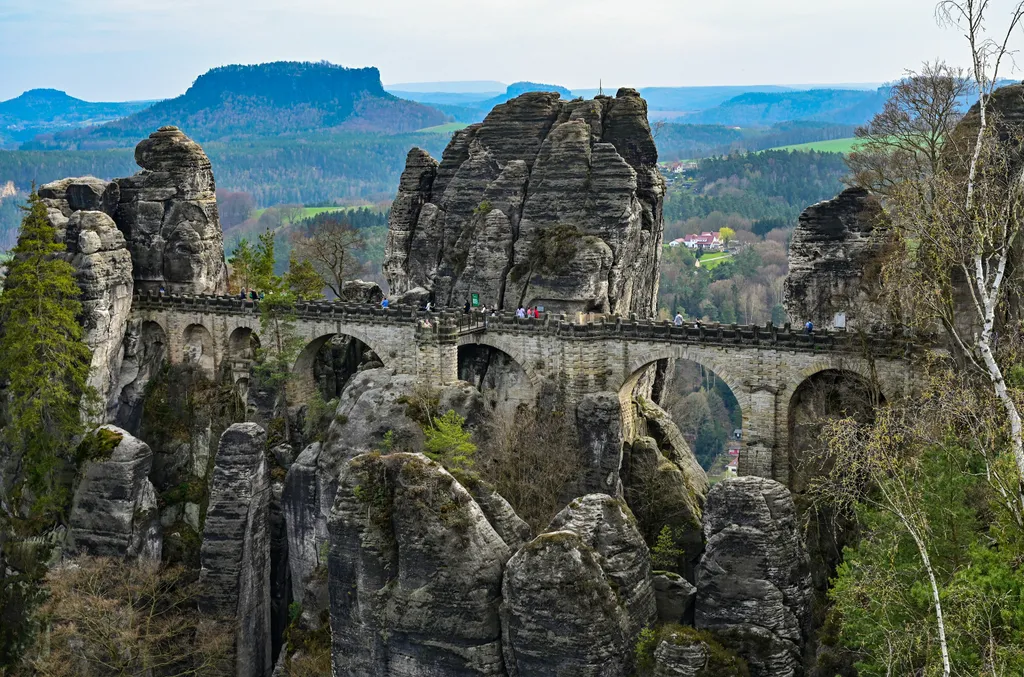 Bastei, szikla, homokszikla, képződmény, kilátó, természeti, sziklatorony, Szász Svájc, Németország, Nemzeti, park 