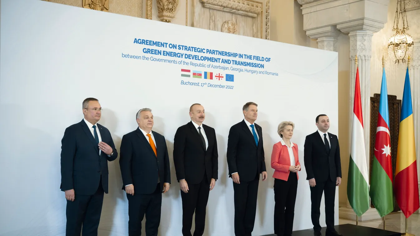 ALIYEV Ilham, VON DER LEYEN Ursula, ORBÁN Viktor, IOHANNIS Klaus, CIUCA Nicolae Ionel, GARIBASVILI Irakli, Bukarest, 2022.12.17. 