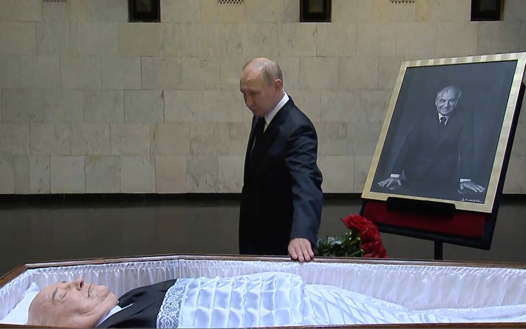 Putyin Vlagyimir, Gorbacsov Mihail, Gorbacsov Mihail temetése, temetés, egykori szovjet államfő, 2022.09.03. 