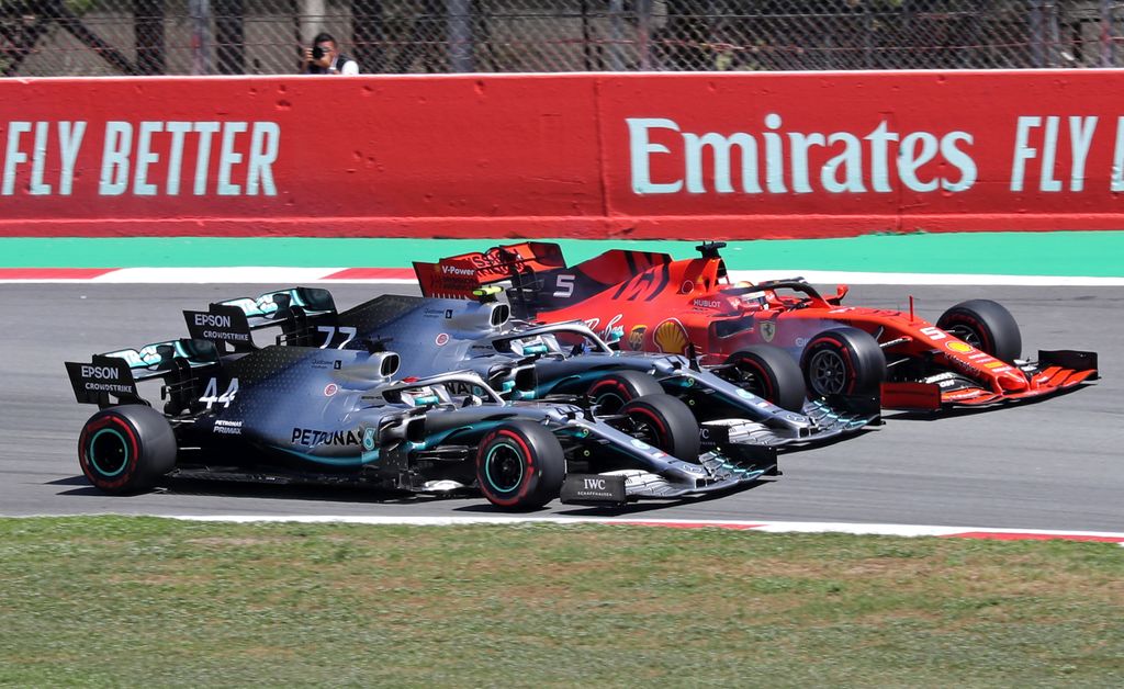 Forma-1, Spanyol Nagydíj,  Sebastian Vettel, Scuderia Ferrari, Valtteri Bottas, Lewis Hamilton, Mercedes 