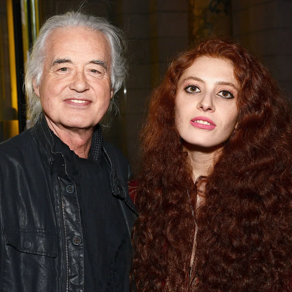 LONDON, ENGLAND - MAY 09:  (L)  Jimmy Page and Scarlett Sabet attend The Pink Floyd Exhibition: 'Their Mortal Remains' private view at The V&A on May 9, 2017 in London, United Kingdom.  (Photo by Dave J Hogan/Dave J Hogan/Getty Images) 