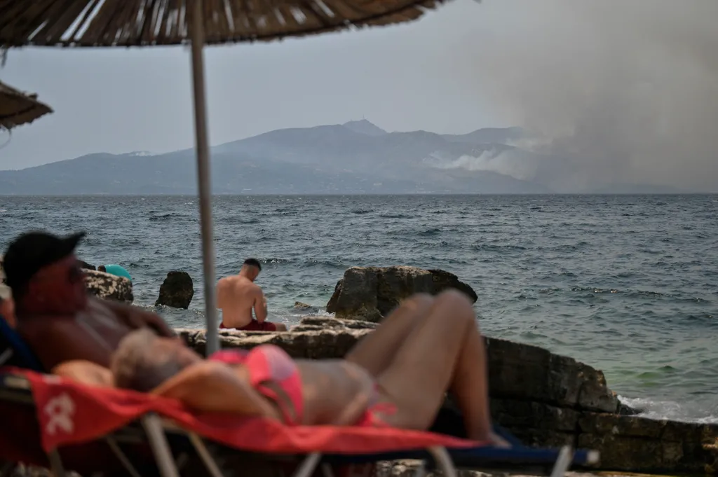 tűz, erdőtűz, bozóttűz, szárazság, nyár, hőség, Földközi-tenger, térség, Korfu 