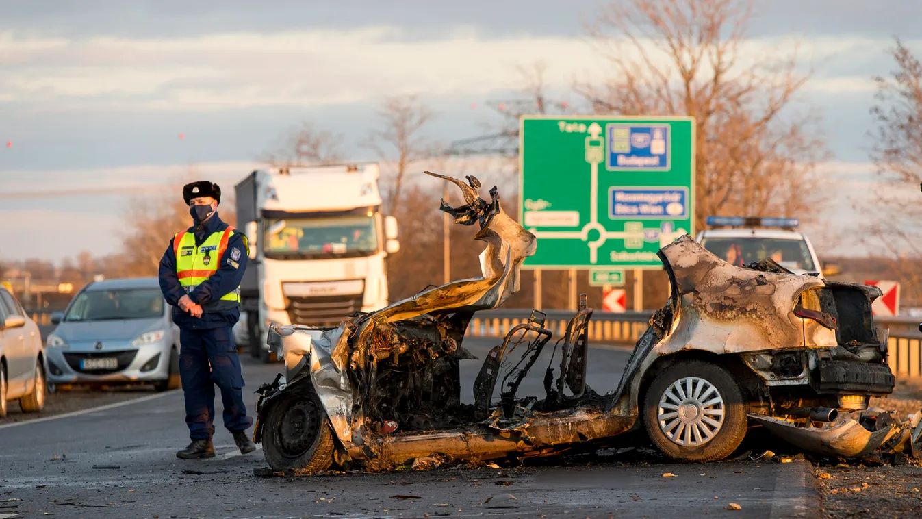 baleset, halálos baleset, Győr közelében, 2021.01.14. 
