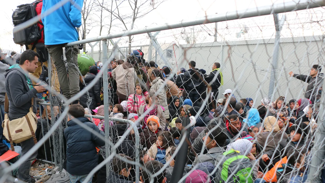 Refugees on Greek-Macedonian border Greece refugees 2016 BORDER Tents Greek-Macedonian border European refugee crisis Idomeni SQUARE FORMAT 