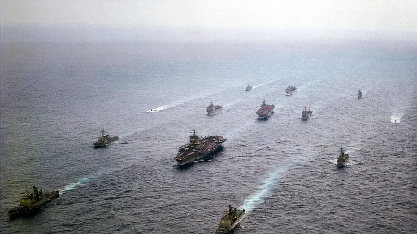 US-ATTACKS-USS ENTERPRISE ARMED FORCES MILITARY TRAINING NAVY WARSHIP AIRCRAFT CARRIER GENERAL VIEW HORIZONTAL USS Enterprise (CVN 65) Battle Group steams in formation 12 May 2001 following training exercises in the Puerto Rico operating area. The USS Ent