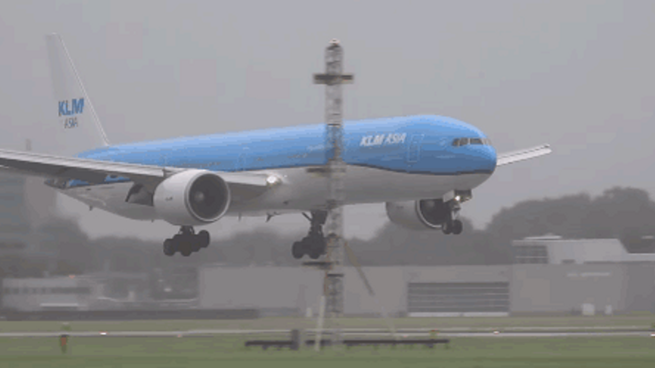 KLM, Schiphol, keresztszél, gif 